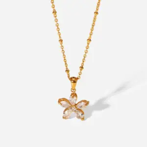 Stainless Steel Women's Floral Pendant Necklace 12 H3c5eaa821cb84ed38fcb5a9e07853c386