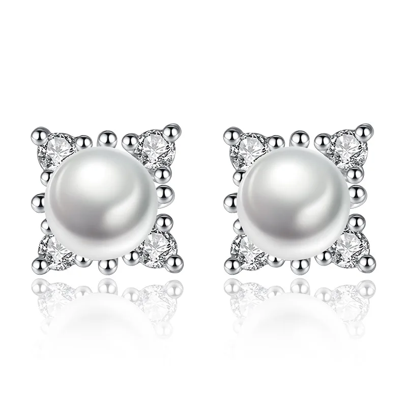 Silver Pearl Earrings ED0250 5 Silver Pearl Earrings ED0250 - Image 5