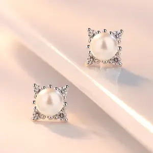 Silver Pearl Earrings ED0250 9 H3d6d57e0fe5543f2ae97d787b593f04bz