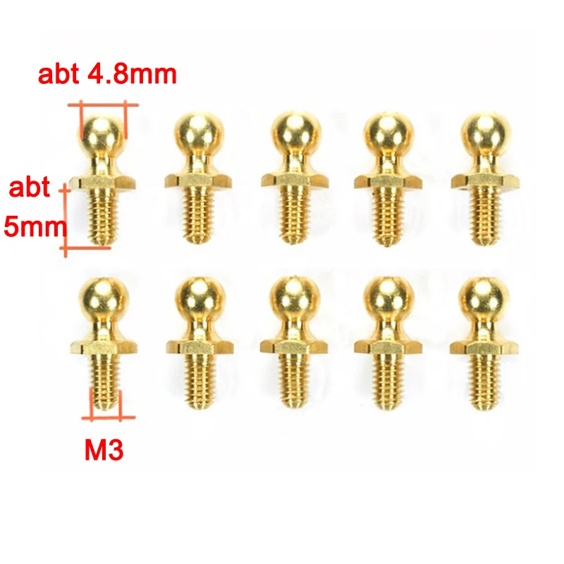 Gold M3 Ball Head Screws for RC Models 2 Gold M3 Ball Head Screws for RC Models - Image 2