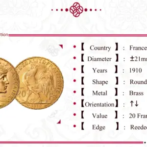 Brass Replica of 1910 Marianne Rooster Coin 7 H40938d646cb0466ca78f6dd26f45a3cbJ