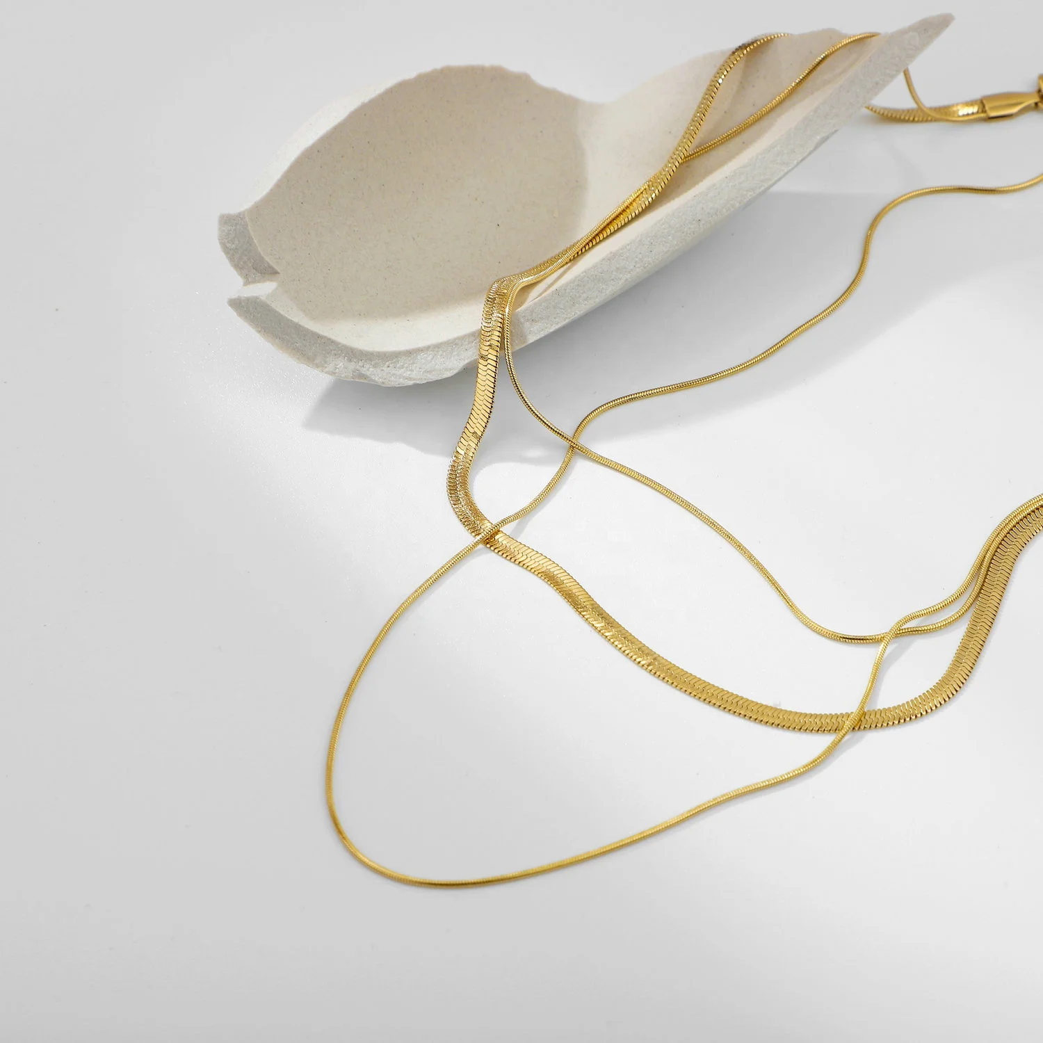 Stainless Steel Three-Layer Necklace JDBDK827 3 Stainless Steel Three-Layer Necklace JDBDK827 - Image 3