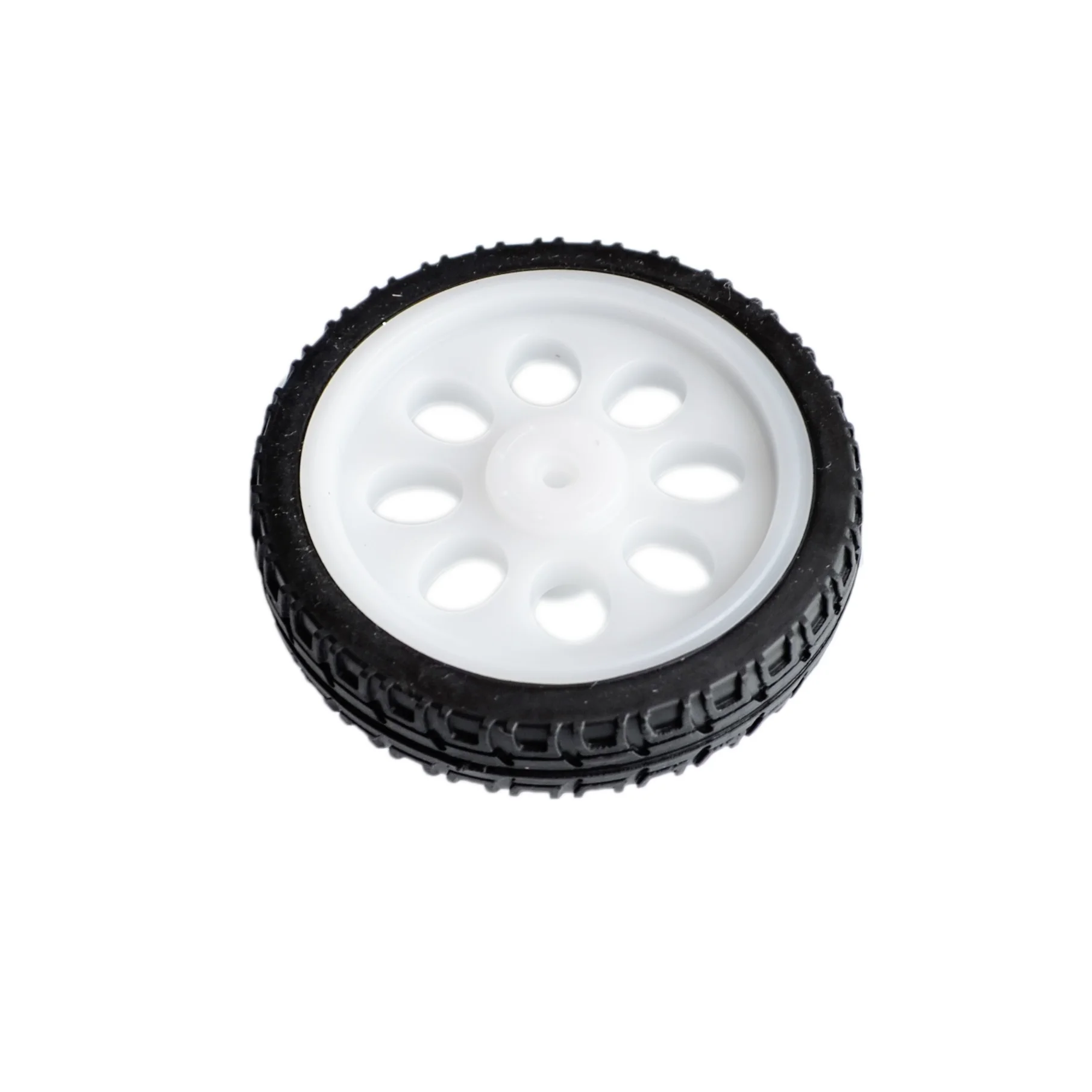 Black Rubber Robot Wheels with Yellow Hubs 5 Black Rubber Robot Wheels with Yellow Hubs - Image 5