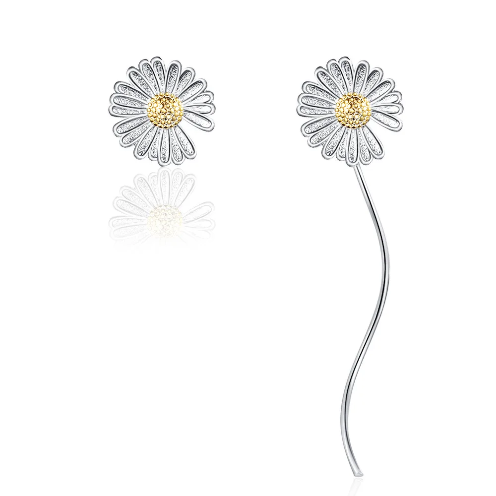 Elegant Asymmetric Daisy Chain Earrings in Silver 7 Elegant Asymmetric Daisy Chain Earrings in Silver - Image 7