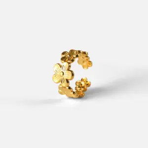 Gold Stainless Steel Floral Ring for Women 11 H4e38d8ed6b62440f9a030d5e6da1d272F