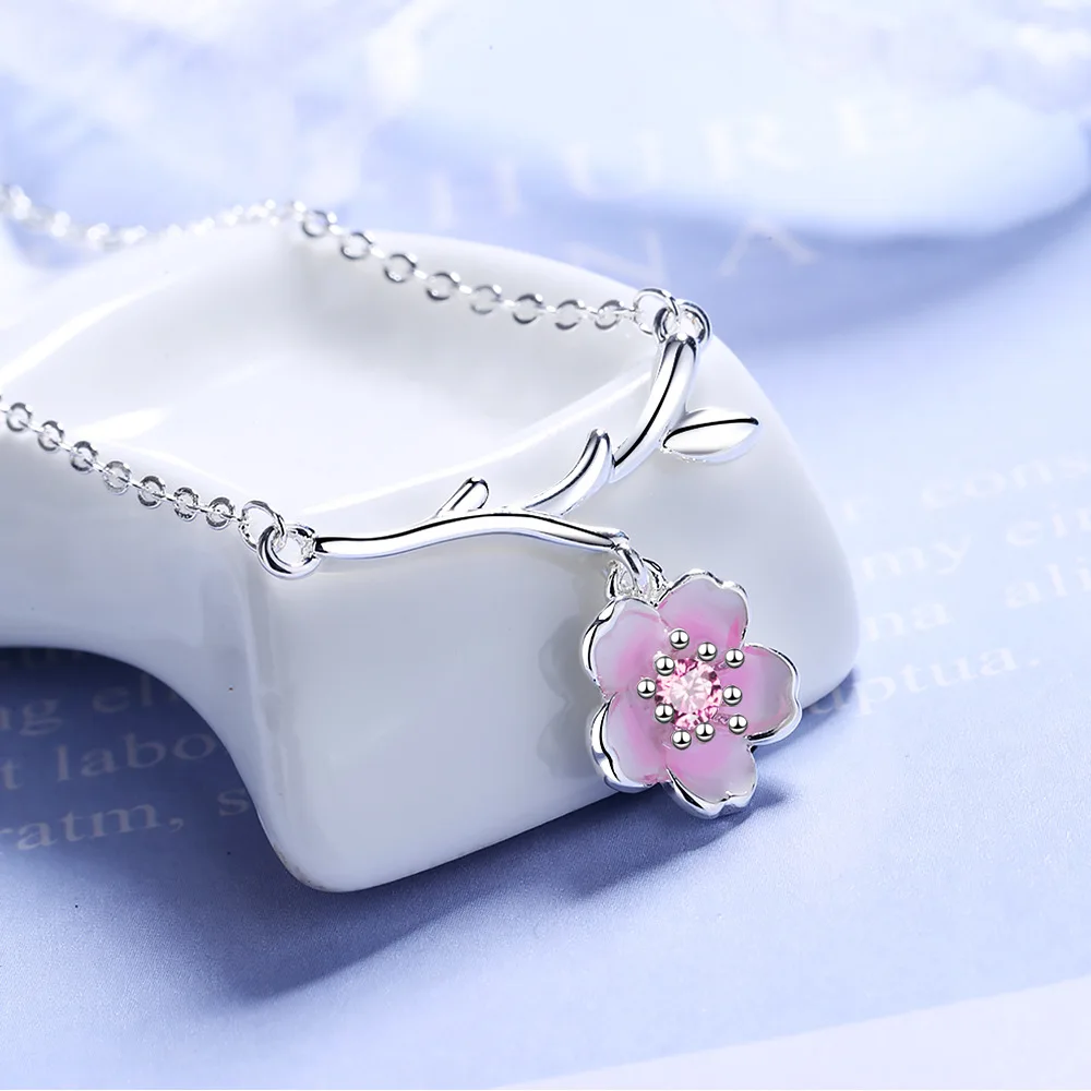 Cherry Blossom Necklace in Sterling Silver 5 Cherry Blossom Necklace in Sterling Silver - Image 5