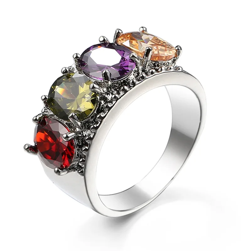 Vibrant Multicolor Zircon Ring with AAA Stones 7 Vibrant Multicolor Zircon Ring with AAA Stones - Image 7