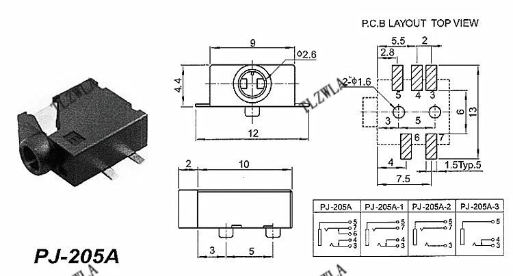 Set of 10 PJ-205 Power Outlets with 2.5mm Socket 5 Set of 10 PJ-205 Power Outlets with 2.5mm Socket - Image 5