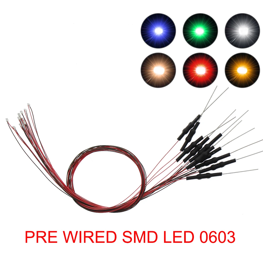 Pre-Wired SMD LEDs Set 20, 0603 Size, Assorted Colors 2 Pre-Wired SMD LEDs Set 20, 0603 Size, Assorted Colors - Image 2