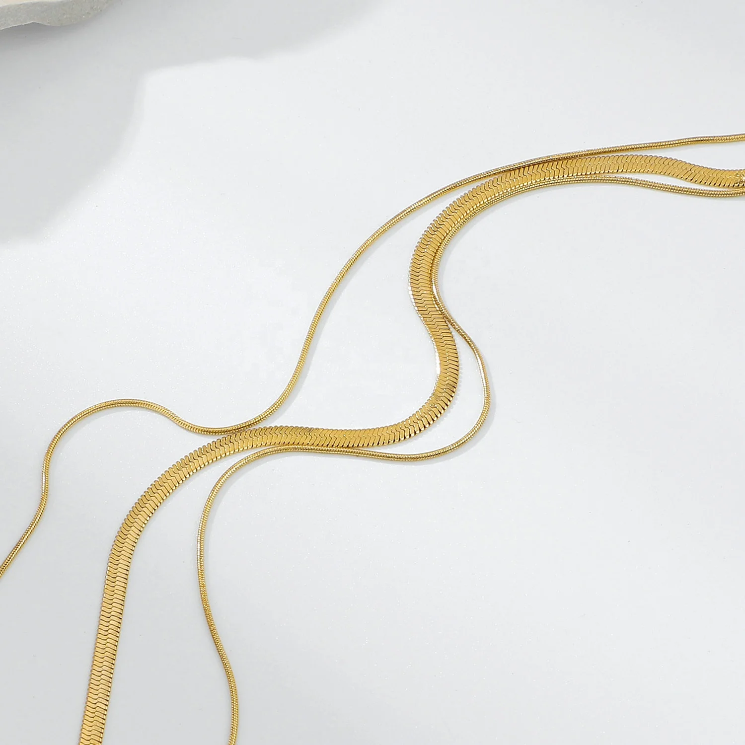 Stainless Steel Three-Layer Necklace JDBDK827 4 Stainless Steel Three-Layer Necklace JDBDK827 - Image 4