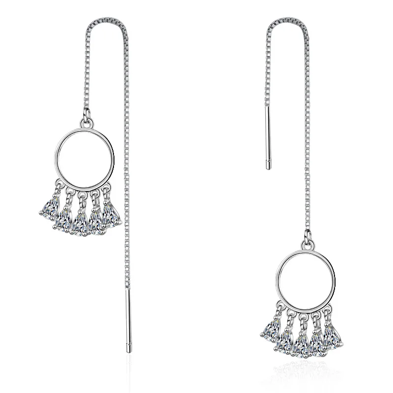 Elegant Geometric Sterling Silver Earrings with Zircons 3 Elegant Geometric Sterling Silver Earrings with Zircons - Image 3