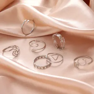 Adjustable Stainless Steel Women's Ring with Trendy Motifs