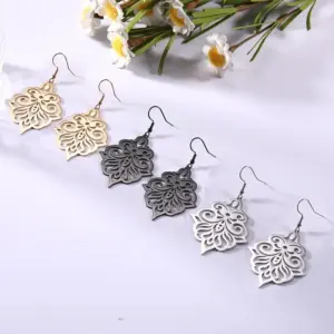 Vintage Stainless Steel Floral Earrings 12 H5e4a6525c1924e47a5d97360e5451203J