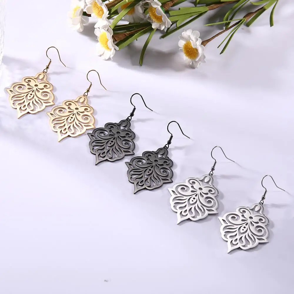 Vintage Stainless Steel Floral Earrings 3 Vintage Stainless Steel Floral Earrings - Image 3