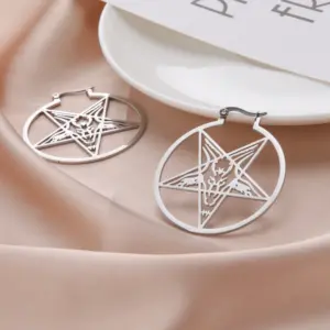 Stainless Steel Pentagram Hoop Earrings 13 H602474ba204c473084fddde9b472f299W