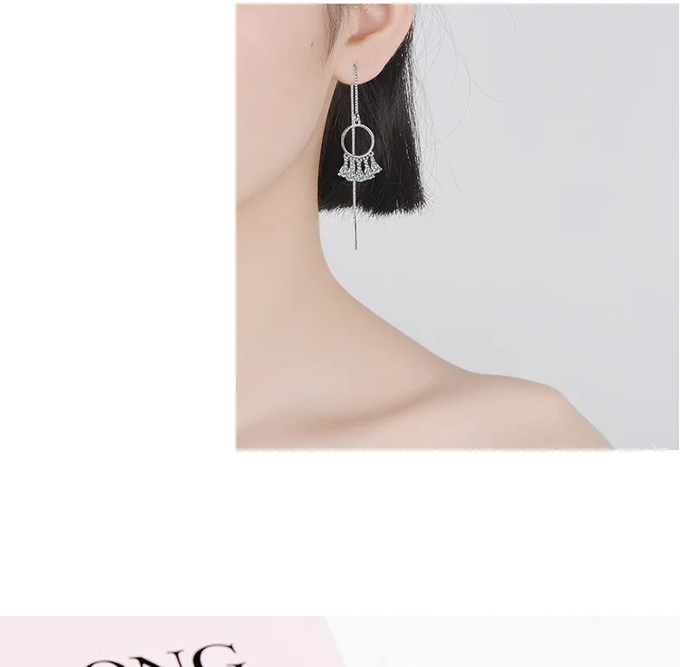 Elegant Geometric Sterling Silver Earrings with Zircons 6 Elegant Geometric Sterling Silver Earrings with Zircons - Image 6