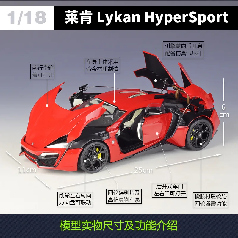 Red 1:18 Lykan HyperSport Diecast Model 2 Red 1:18 Lykan HyperSport Diecast Model - Image 2