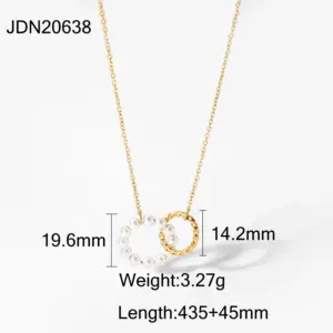 Elegant Stainless Steel Pearl and Gold Necklace 13 H69614f689f0046bba224e5f975eaf16cr