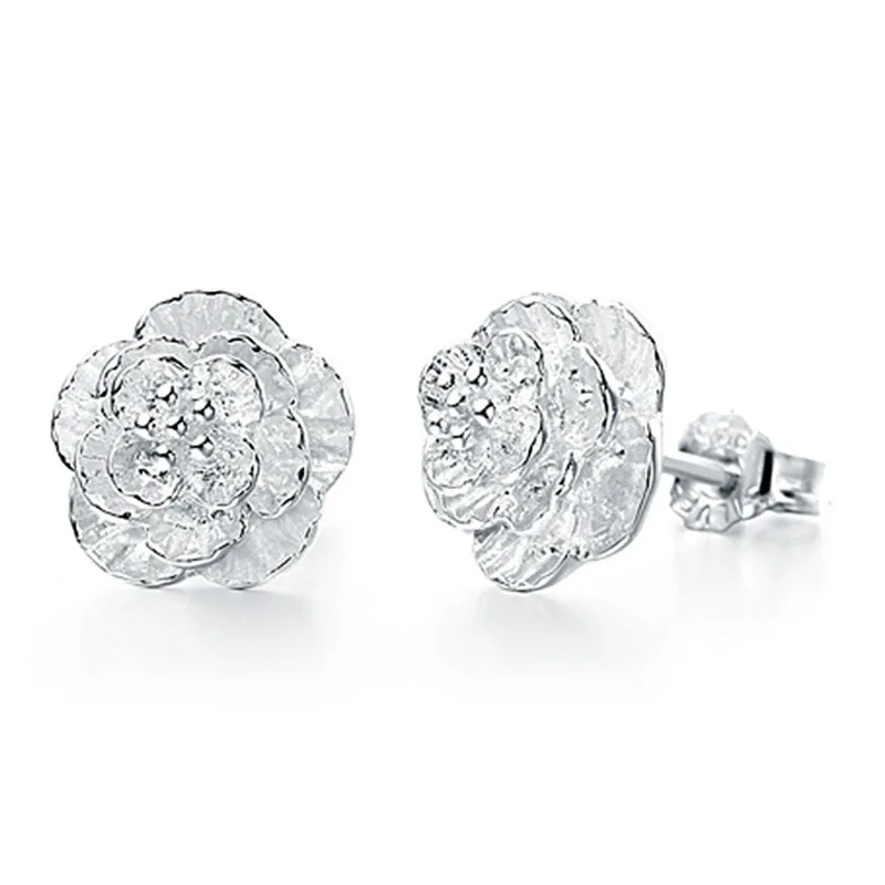 Silver Crystal Flower Earrings for Women 2 Silver Crystal Flower Earrings for Women - Image 2