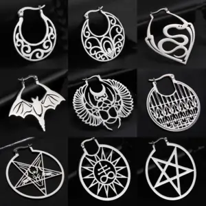 Stainless Steel Pentagram Hoop Earrings 12 H7481fd8dbba64939949d4eaf353df340y