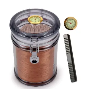 Portable Acrylic Cigar Humidor with Hygrometer 15 H749d50d8a30440f2a277f272795e57f99