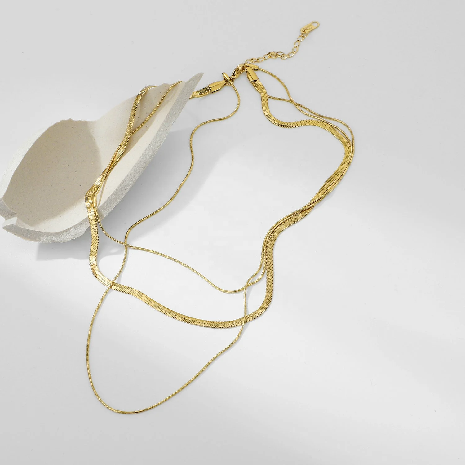 Stainless Steel Three-Layer Necklace JDBDK827 6 Stainless Steel Three-Layer Necklace JDBDK827 - Image 6