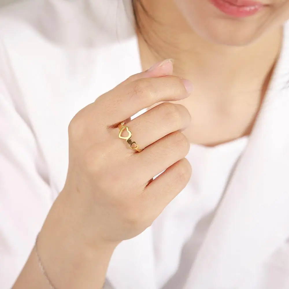 Hollow Heart Ring in 18k Gold Finish 2 Hollow Heart Ring in 18k Gold Finish - Image 2