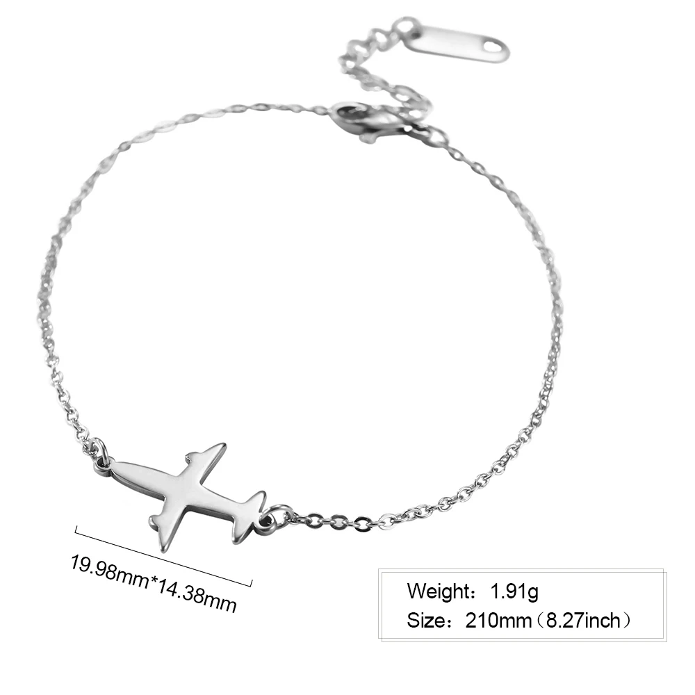 Stainless Steel Airplane Charm Bracelet 6 Stainless Steel Airplane Charm Bracelet - Image 6