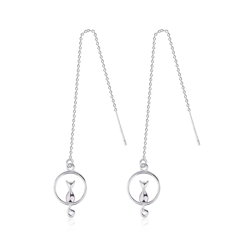 Moon and Cat Silver Earrings 2 Moon and Cat Silver Earrings - Image 2