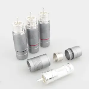 High-Quality Silver RCA Male Connectors Set 8 H7e6473be947643c2915000873e0e1b2dD