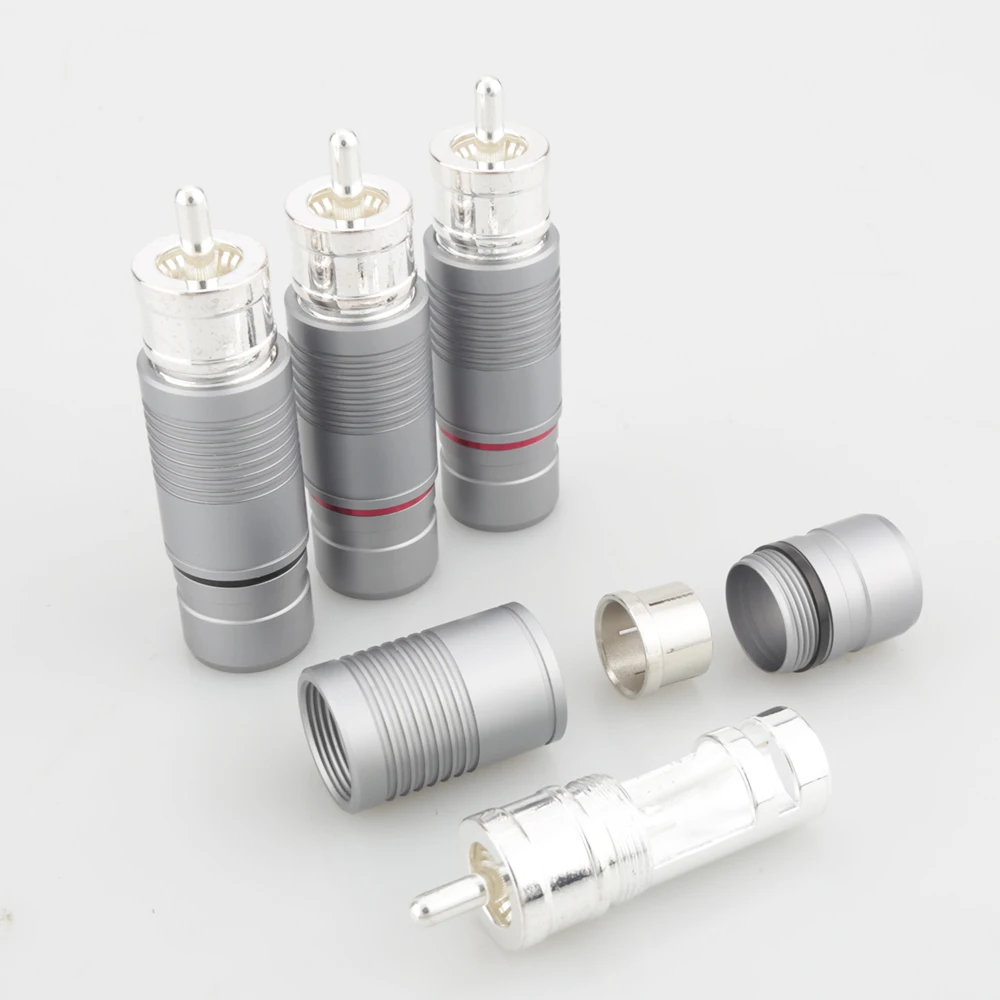 High-Quality Silver RCA Male Connectors Set 3 High-Quality Silver RCA Male Connectors Set - Image 3