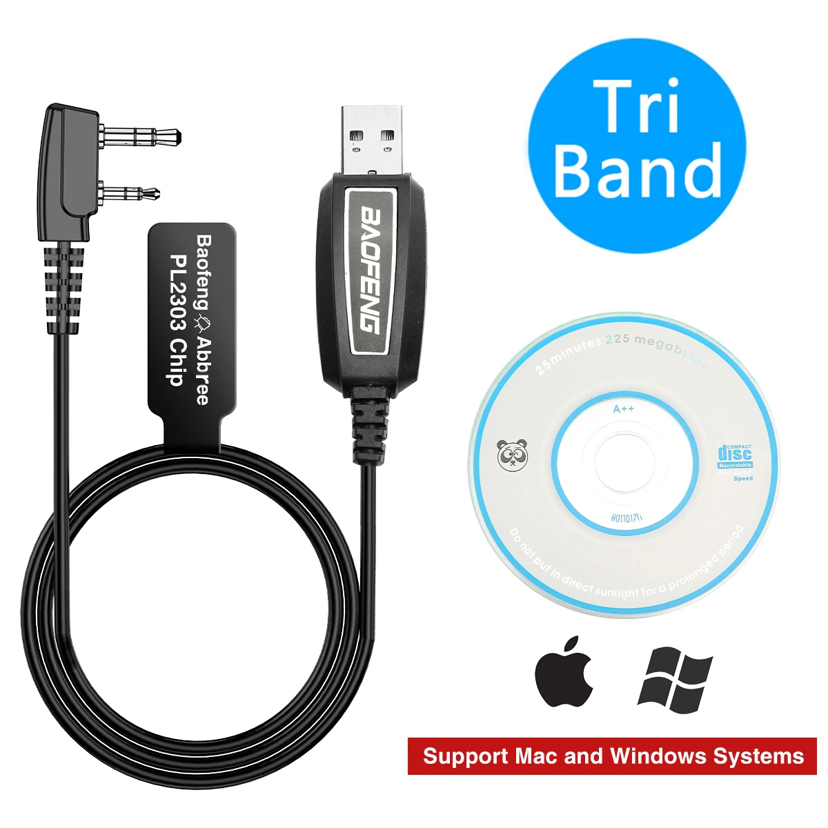 Black Tri-Band USB Programming Cable for Baofeng Radios 7 Black Tri-Band USB Programming Cable for Baofeng Radios - Image 7