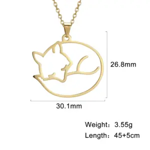 Geometric Animal Pendant Necklace in Stainless Steel 18 H84c3c6ec635e48b1a80cf0c5ecfd37d6n