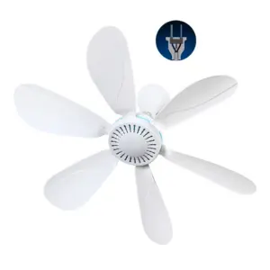 White Mini Ceiling Fan with 7 Blades 13 H88294d31ba0941f29d38747229505fbeJ