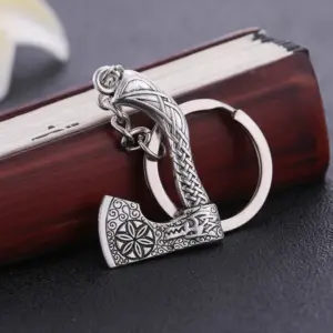Vintage Axe Keychain with Engraved Design 18 H88e4dc4d35b1442f8cc628bd0d932f5eD