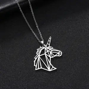 Geometric Animal Pendant Necklace in Stainless Steel 16 H89ab2a6d15c84e5d8bc960811f453e52A