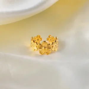 Gold Stainless Steel Floral Ring for Women 13 H8c5a081183ee48708cad244d5821903b7