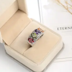 Vibrant Multicolor Zircon Ring with AAA Stones 10 H913d72c1b76c468e882d05ae52d53bc2u