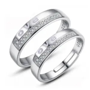 Silver Couples Wedding Ring Set 15 H97656f4ce20344c483c5c77b4d4f321fN