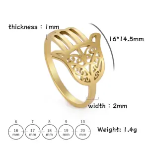 Gold-Color Hamsa Fatima's Hand Ring 15 H9d652af15cfa4e60932f93c8b56523f8s