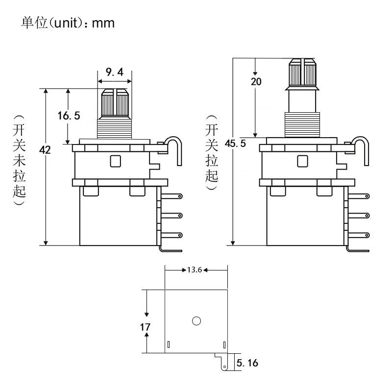 Push-Push Guitar Potentiometer 250KΩ/500KΩ 6 Push-Push Guitar Potentiometer 250KΩ/500KΩ - Image 6