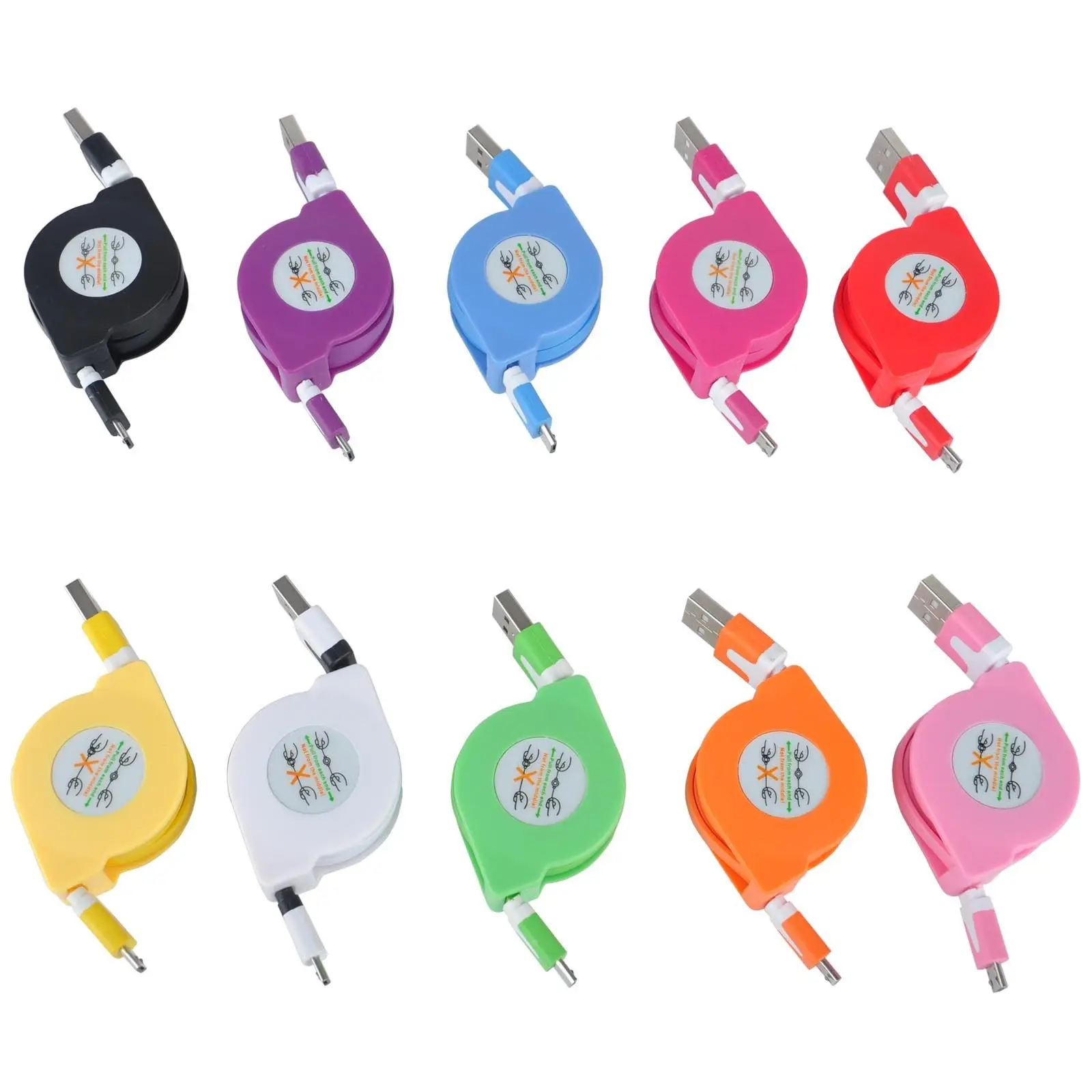 Colorful Retractable Micro USB Data Cable 2 Colorful Retractable Micro USB Data Cable - Image 2