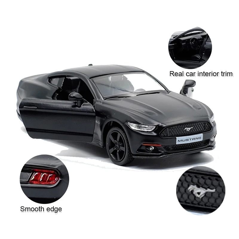 Matte Black Ford Mustang 1:36 Diecast Model 3 Matte Black Ford Mustang 1:36 Diecast Model - Image 3