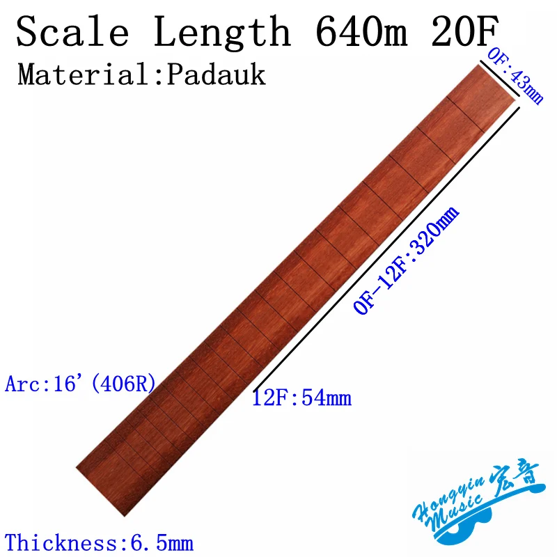 African Padauk Guitar Fingerboard 20/24 Frets, 6-7mm 10 African Padauk Guitar Fingerboard 20/24 Frets, 6-7mm - Image 10