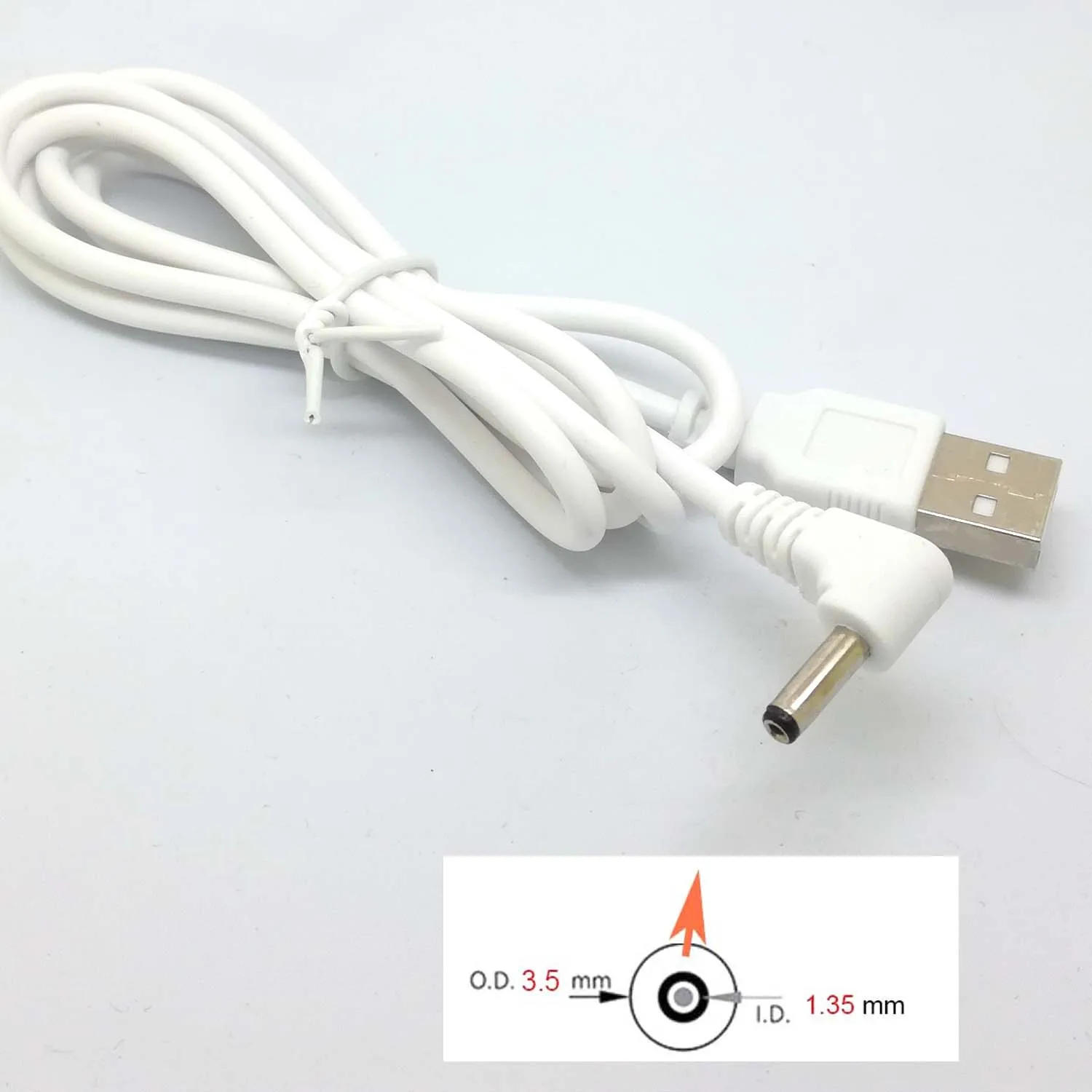 1-Meter White USB Power Cable with 3.5mm Barrel 5 1-Meter White USB Power Cable with 3.5mm Barrel - Image 5