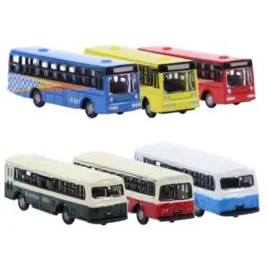 N Scale Diecast Bus Set - 6 Vibrant Miniatures
