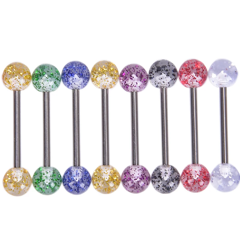 Vibrant Multicolor Glitter Tongue Piercings Set 4 Vibrant Multicolor Glitter Tongue Piercings Set - Image 4
