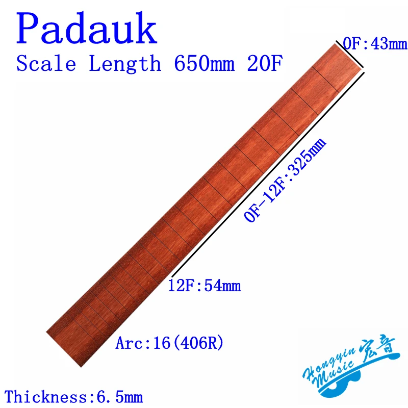 African Padauk Guitar Fingerboard 20/24 Frets, 6-7mm 2 African Padauk Guitar Fingerboard 20/24 Frets, 6-7mm - Image 2