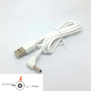 1-Meter White USB Power Cable with 3.5mm Barrel