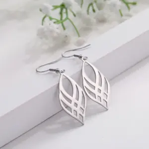 Modern Stainless Steel Drop Earrings with Lattice Design 13 HTB1N JGeEKF3KVjSZFEq6xExFXaa